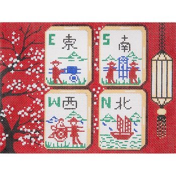 Alice Petersen Red Mah Jong Needlepoint Canvas