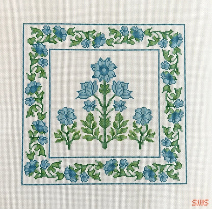 Large Blue Block Print Floral