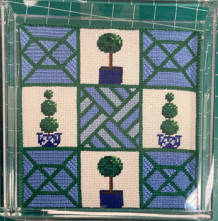 Tic-Tac-Topiary Needlepoint Tray Insert Canvas