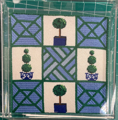 Tic-Tac-Topiary Needlepoint Tray Insert Canvas